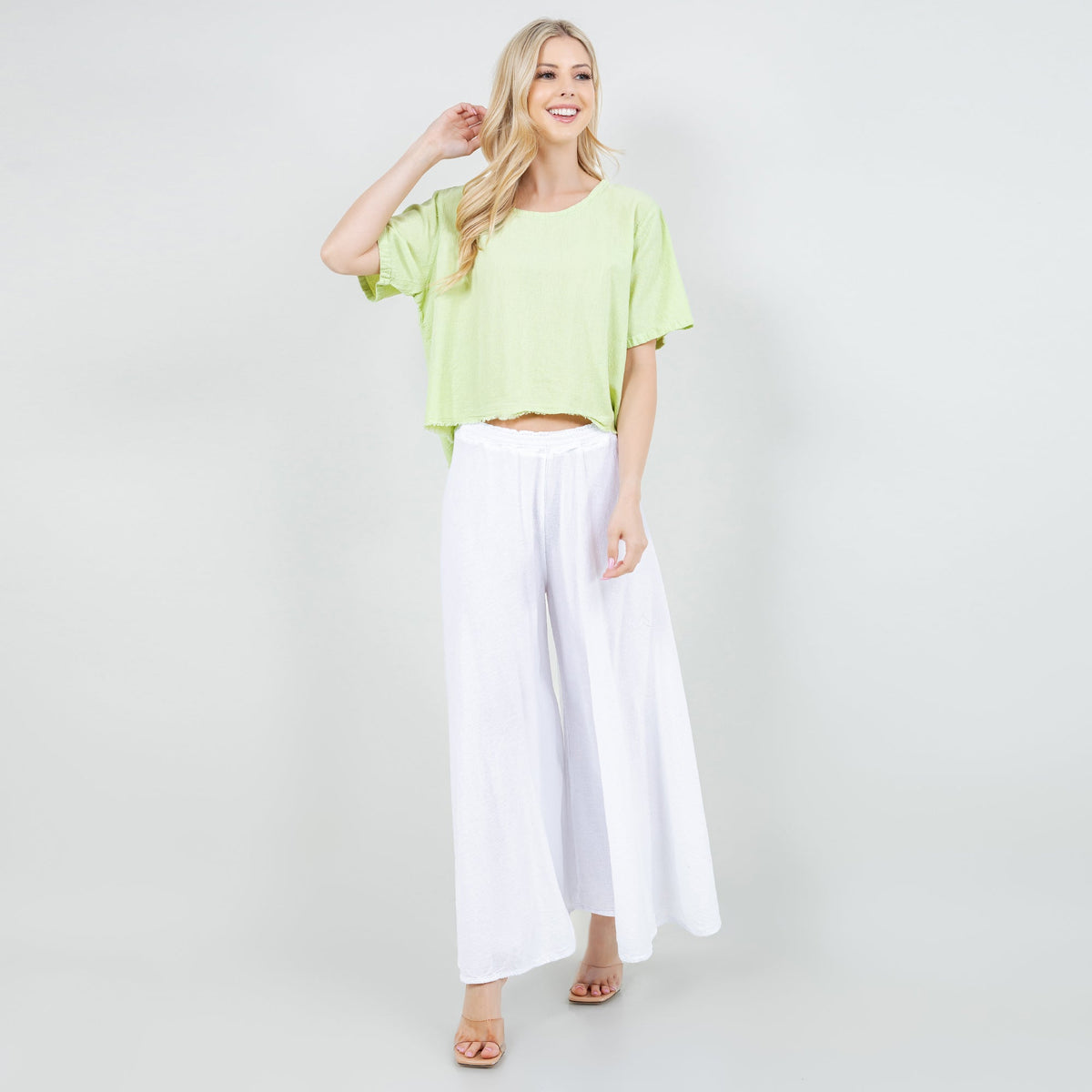 Blanche Cotton Gauze Wide-Leg Pants
