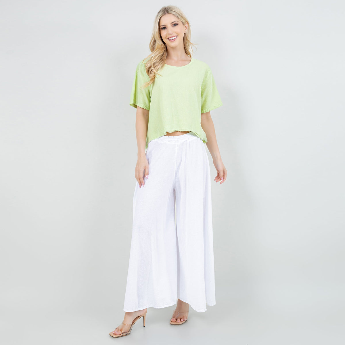 Blanche Cotton Gauze Wide-Leg Pants