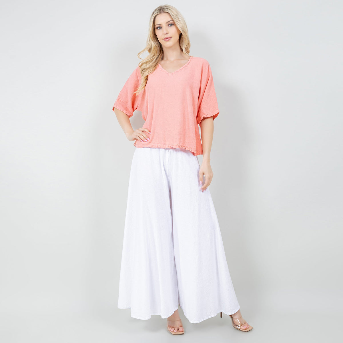 Blanche Cotton Gauze Wide-Leg Pants