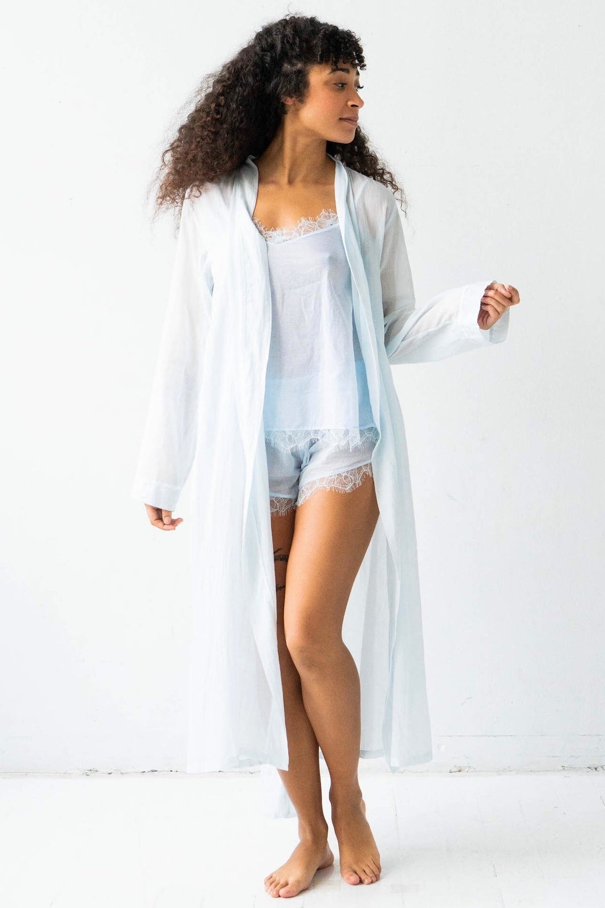 Classic Long Sheer Cotton-Silk Robe