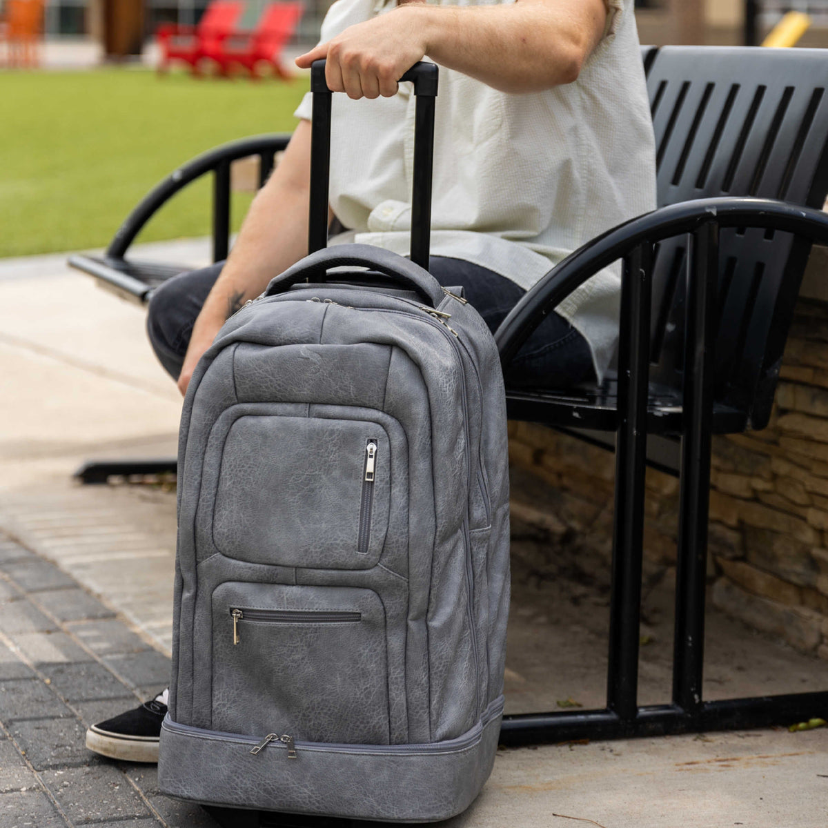 Grey Leather Carry-On Roller Bag (Only 150 Made)