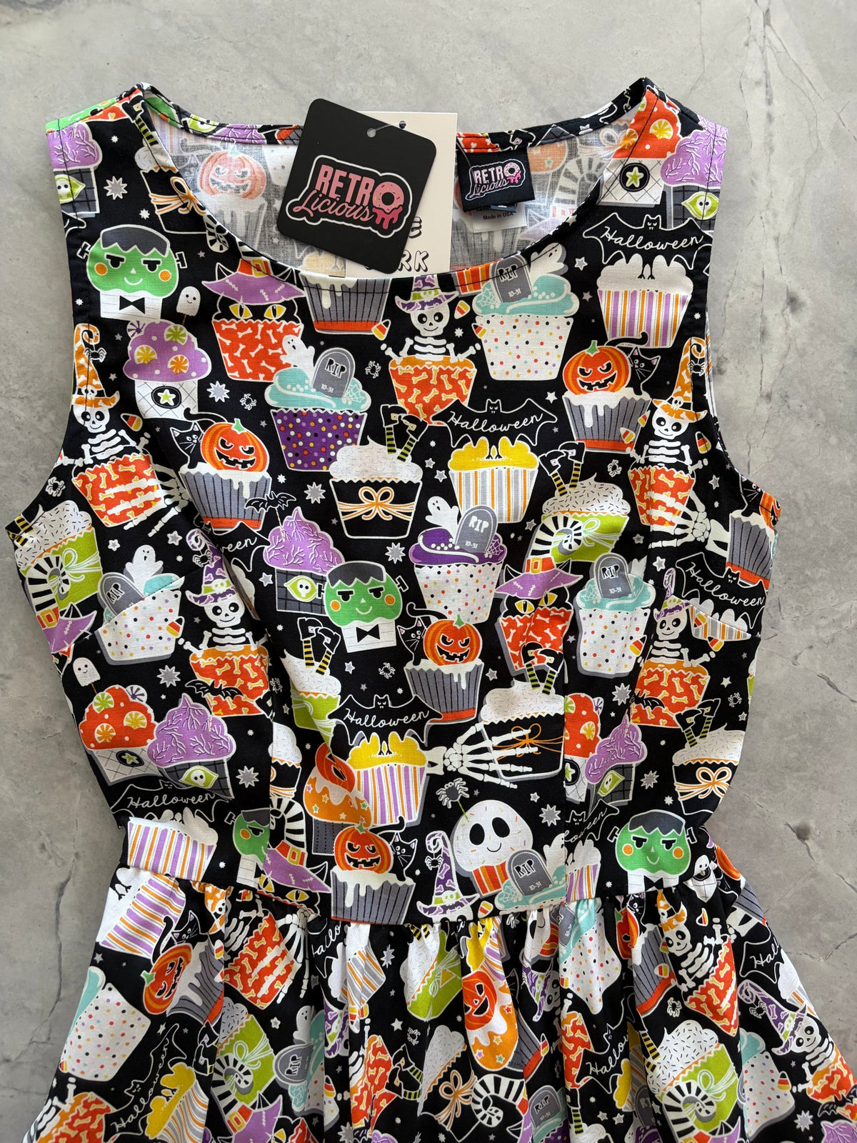 Glow-in-the-Dark Halloween Cupcake Cotton Vintage-Style Dress
