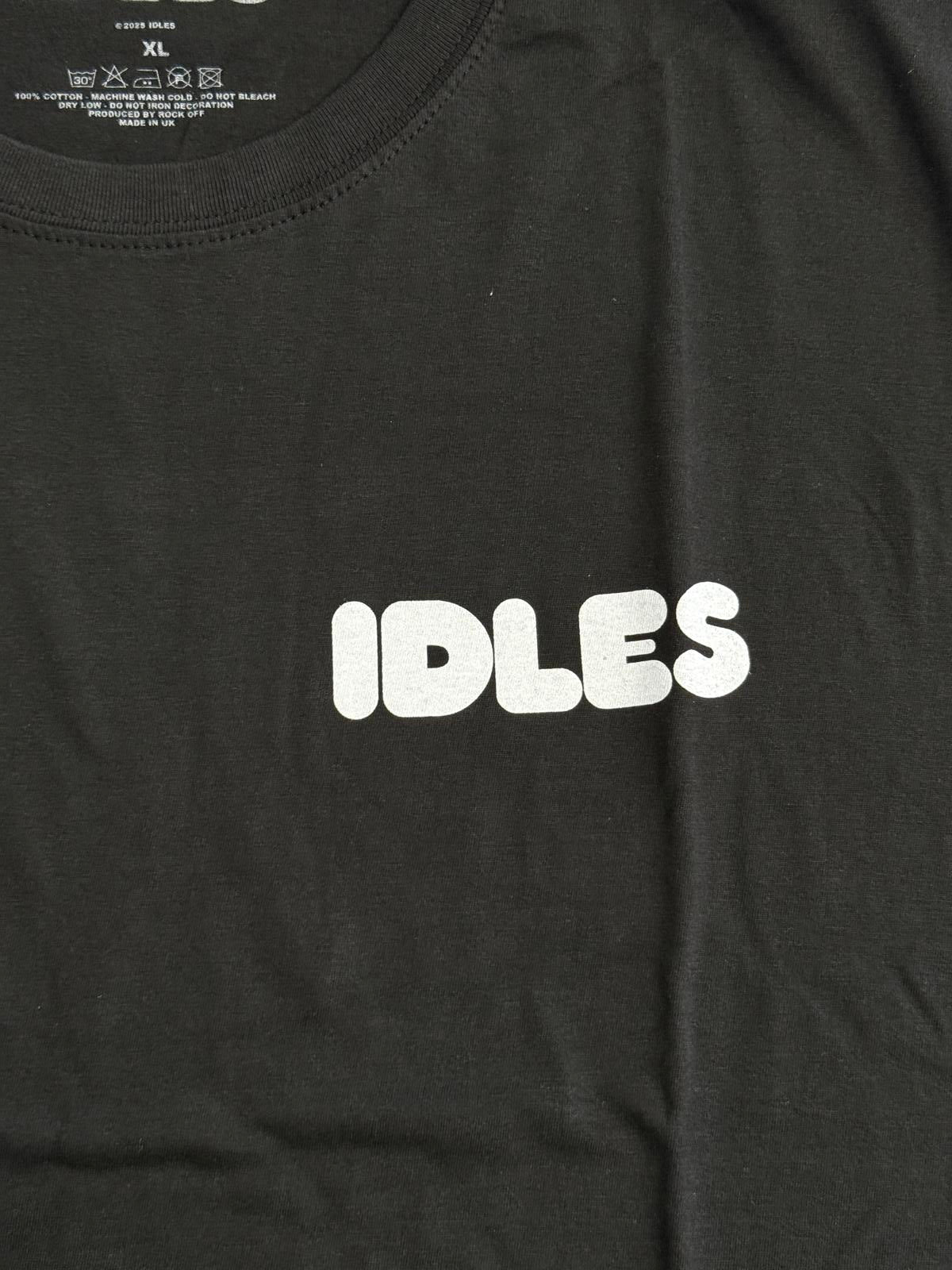 T-shirt du groupe Idles avec poing et fleur au dos