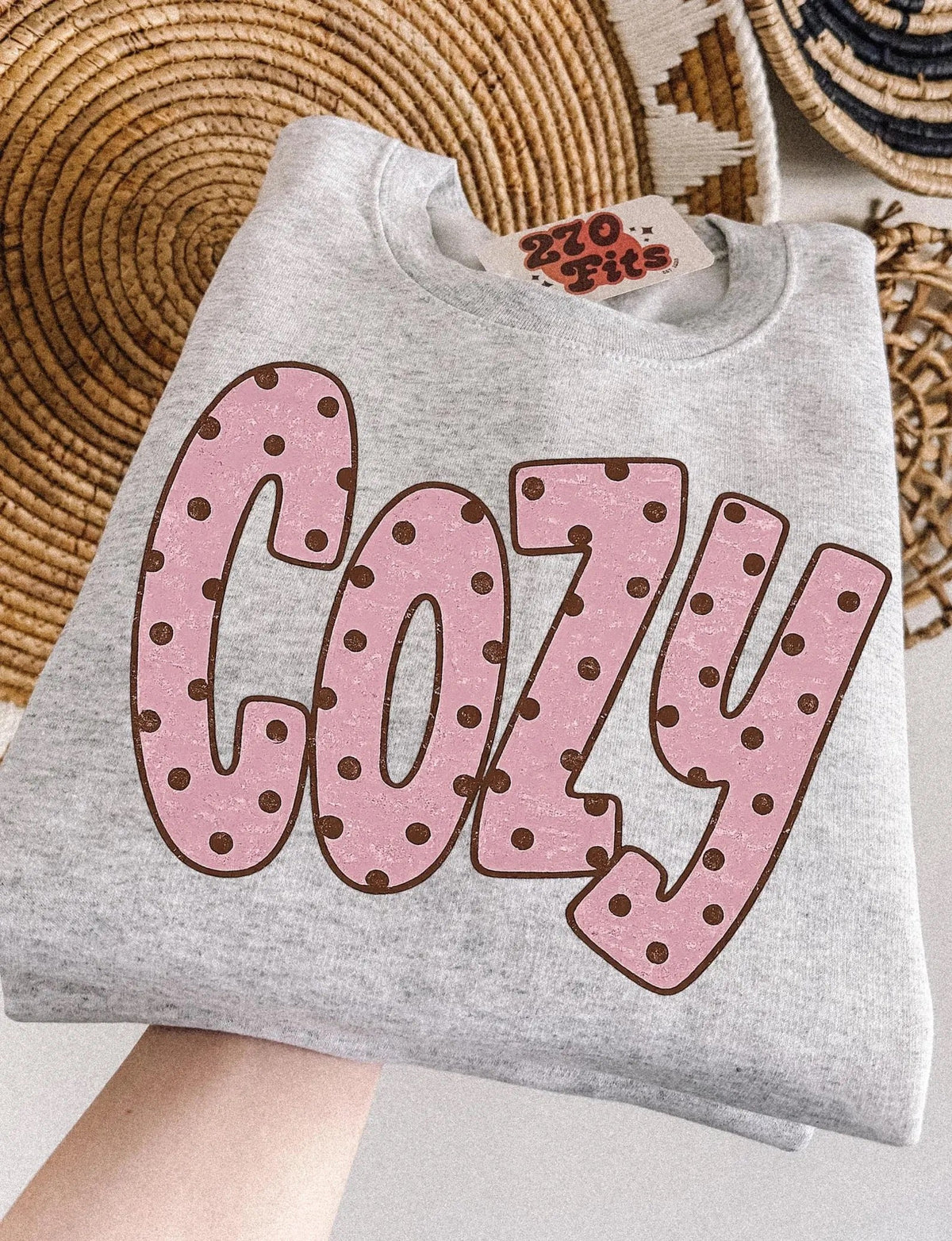 Sweat-shirt douillet à pois roses | Pull à col rond mignon et confortable | Sweat-shirt tendance pour l'automne