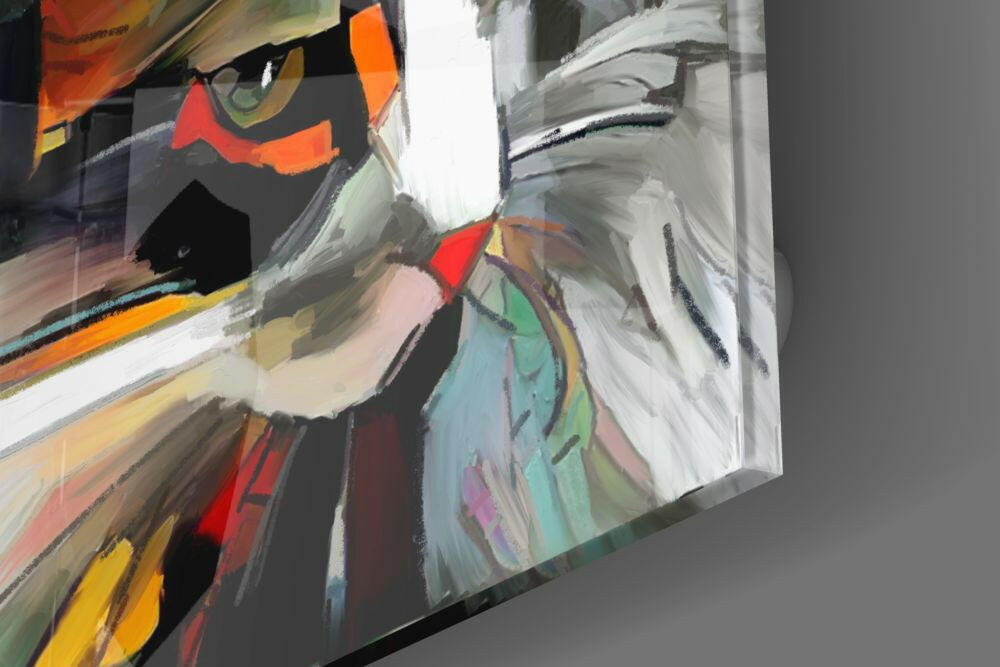 Art mural en verre chat abstrait