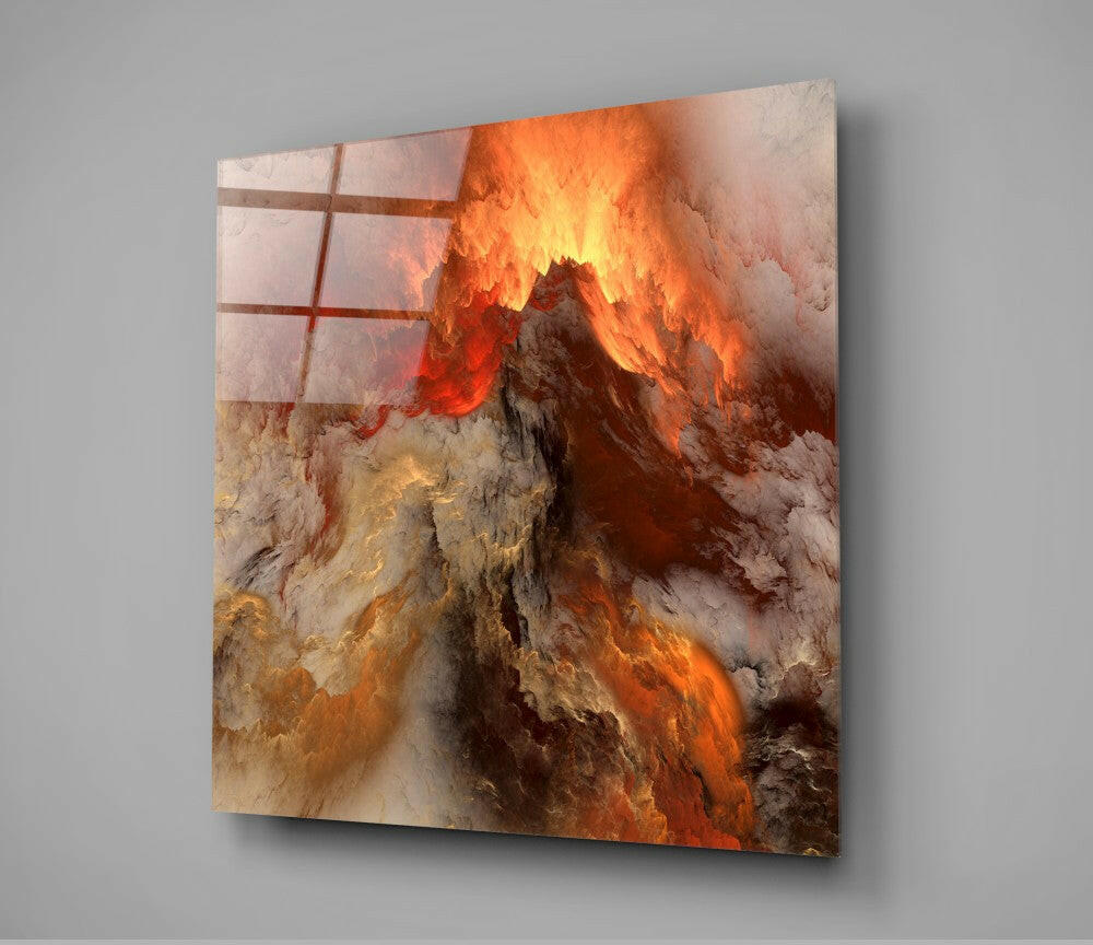 Art mural abstrait en verre Golden Chaos