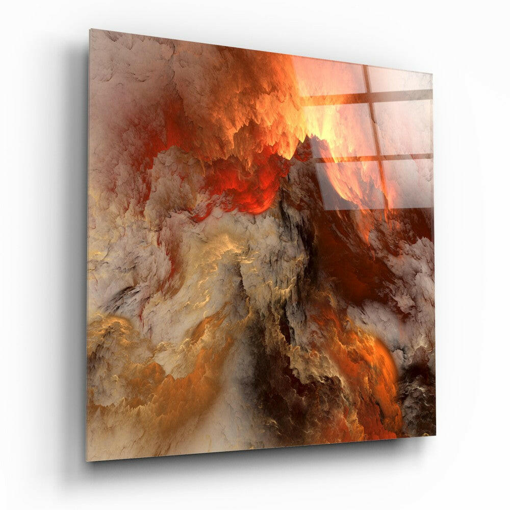 Art mural abstrait en verre Golden Chaos