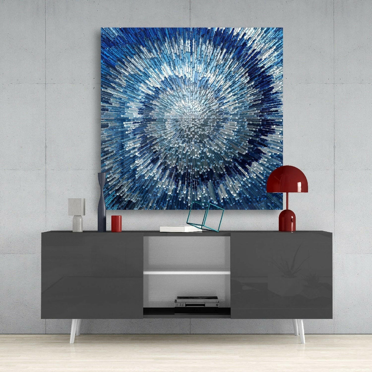Cycle d'art mural en verre bleu