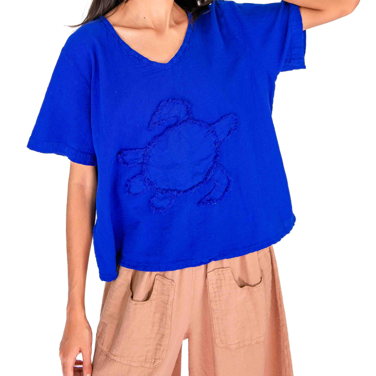 Women's Cotton Gauze Turtle Design Top