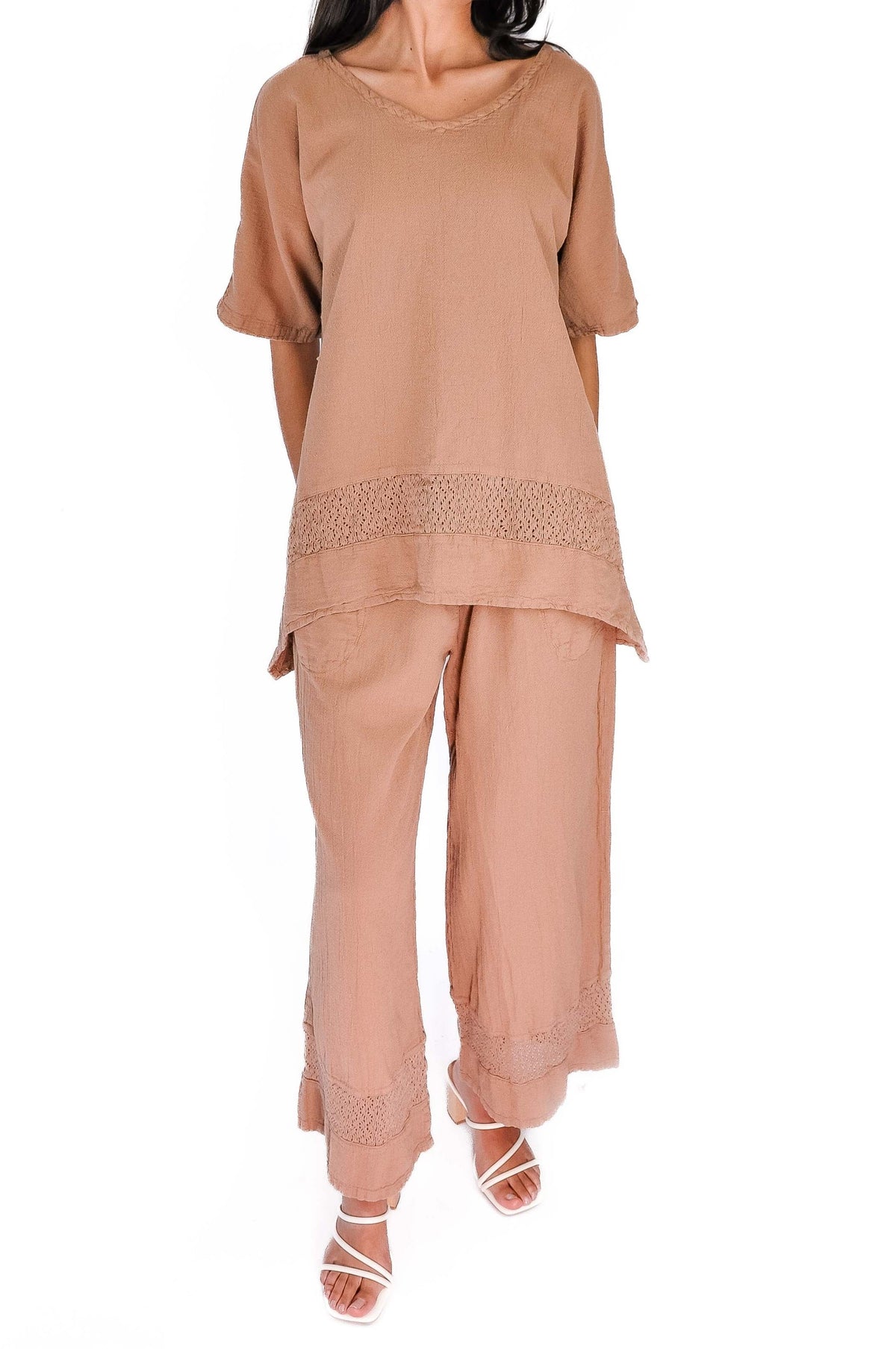 Willow Cotton Gauze Lace-Detail Pants