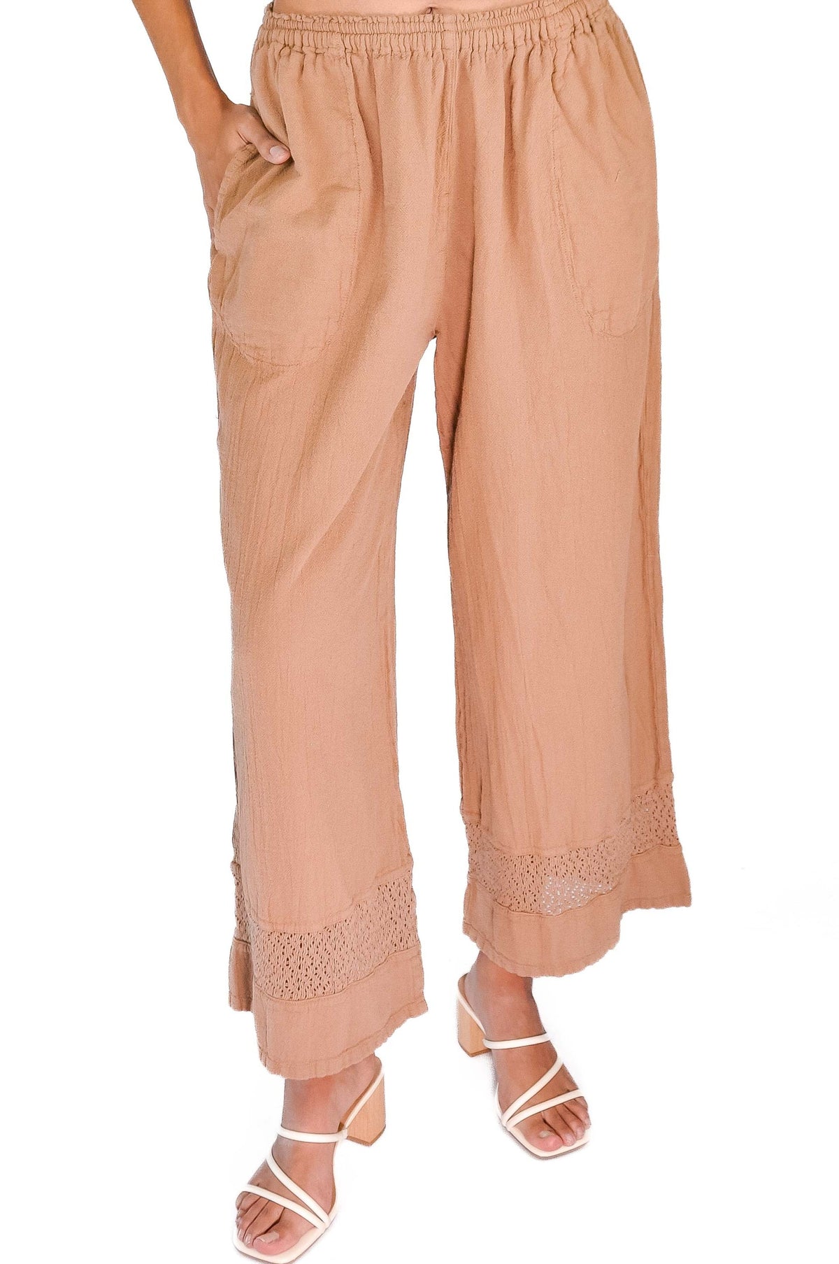 Willow Cotton Gauze Lace-Detail Pants