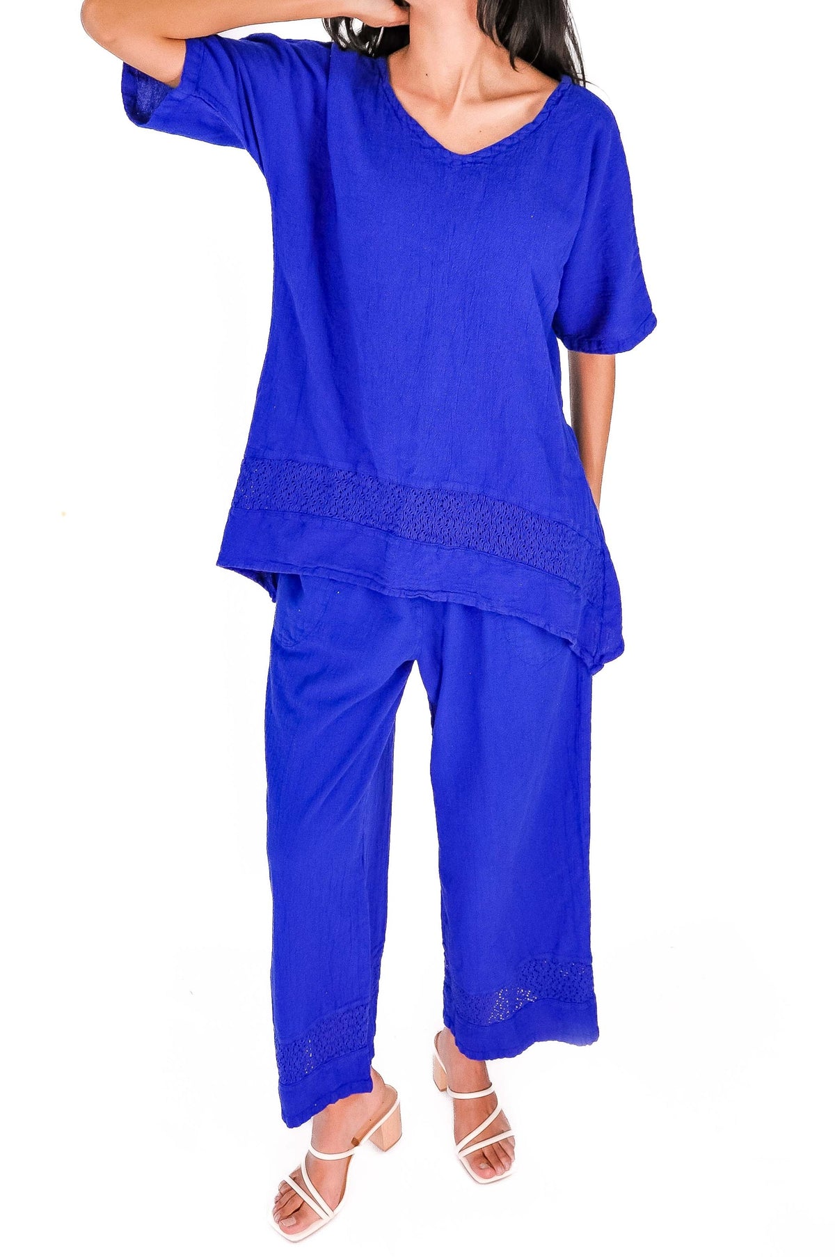 Willow Cotton Gauze Lace-Detail Pants