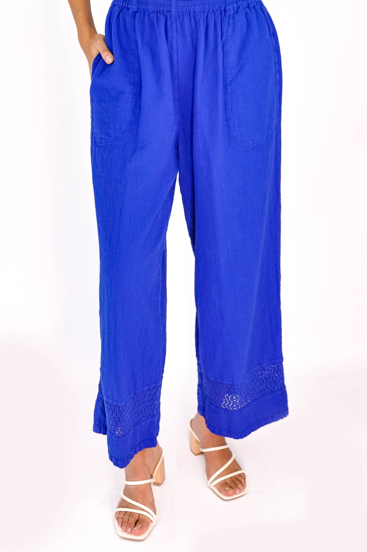 Willow Cotton Gauze Lace-Detail Pants
