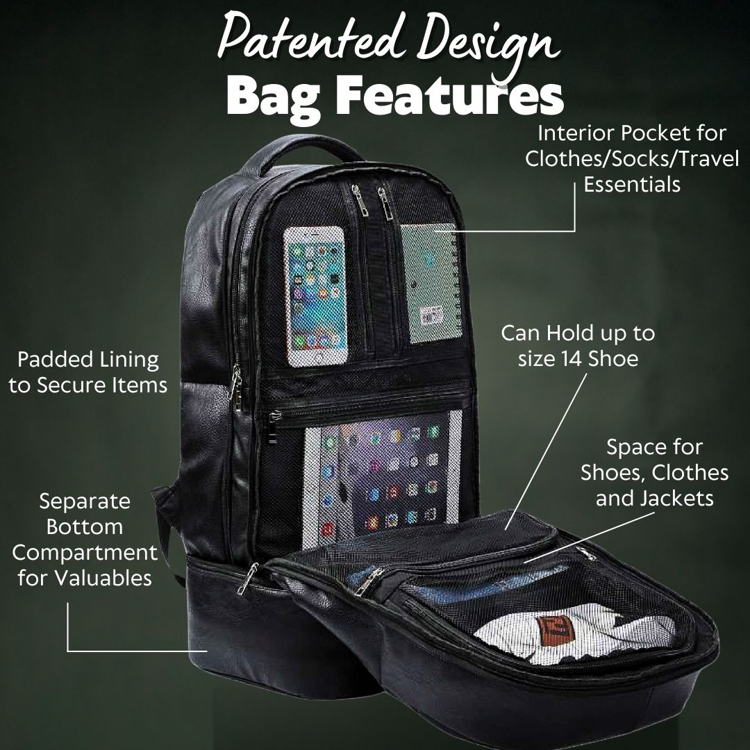 Leather Carry-On Travel Backpack with Laptop Pocket