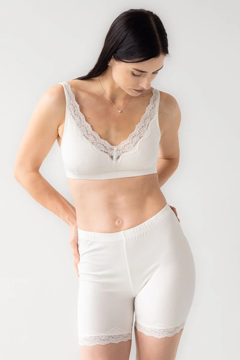 Salua Cotton Bralette with Lace Edge