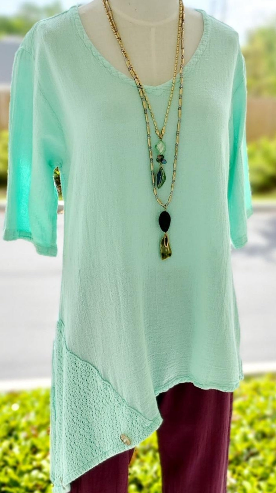 Dagny Cotton Gauze Asymmetric V-Neck Tunic