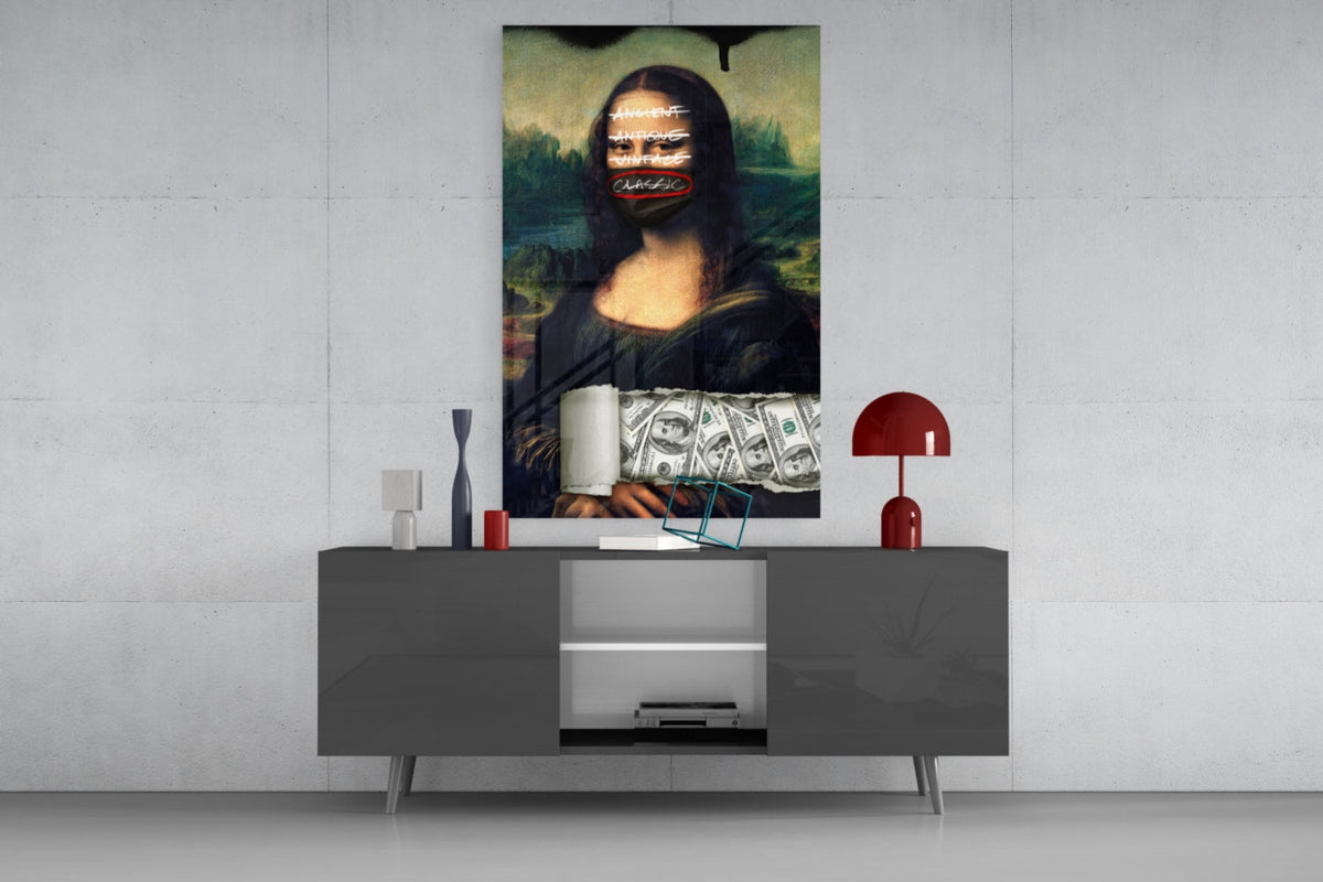 Tableau mural en verre Mona Lisa moderne || Collection Designer
