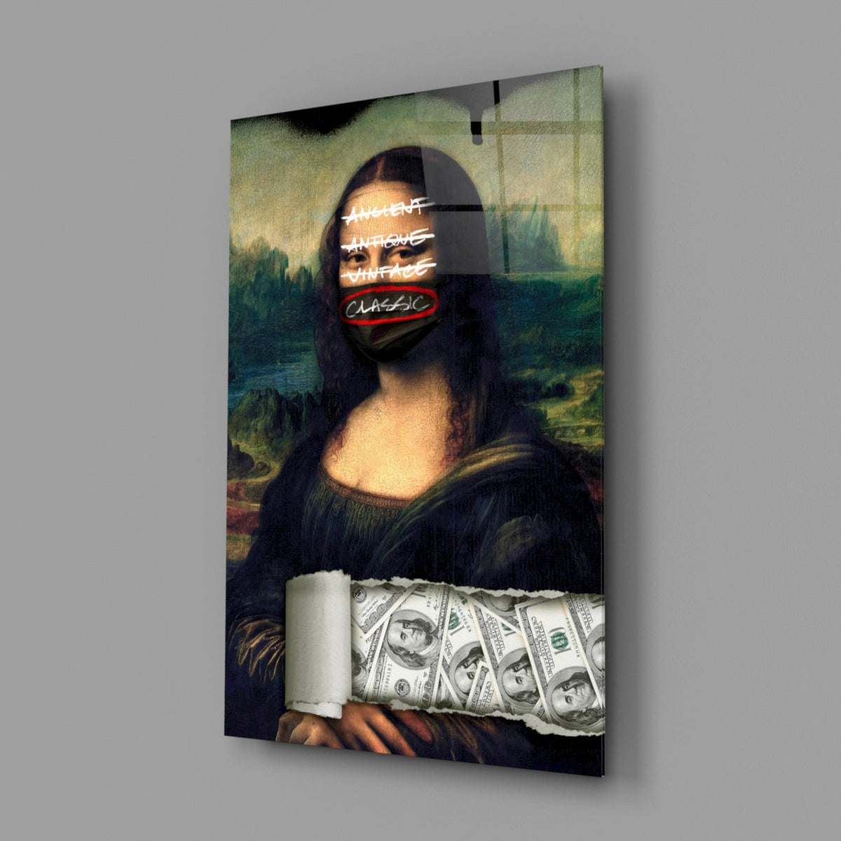 Tableau mural en verre Mona Lisa moderne || Collection Designer