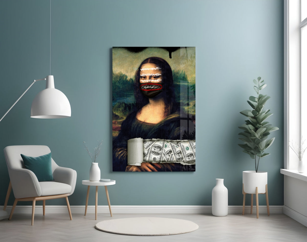 Tableau mural en verre Mona Lisa moderne || Collection Designer