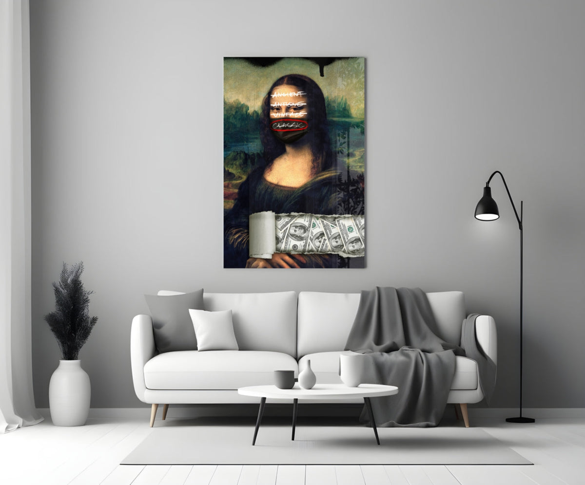 Tableau mural en verre Mona Lisa moderne || Collection Designer