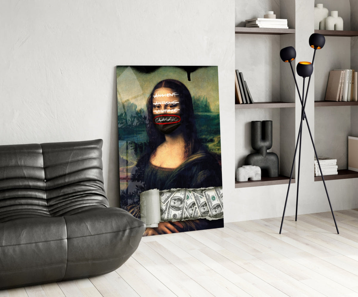 Tableau mural en verre Mona Lisa moderne || Collection Designer