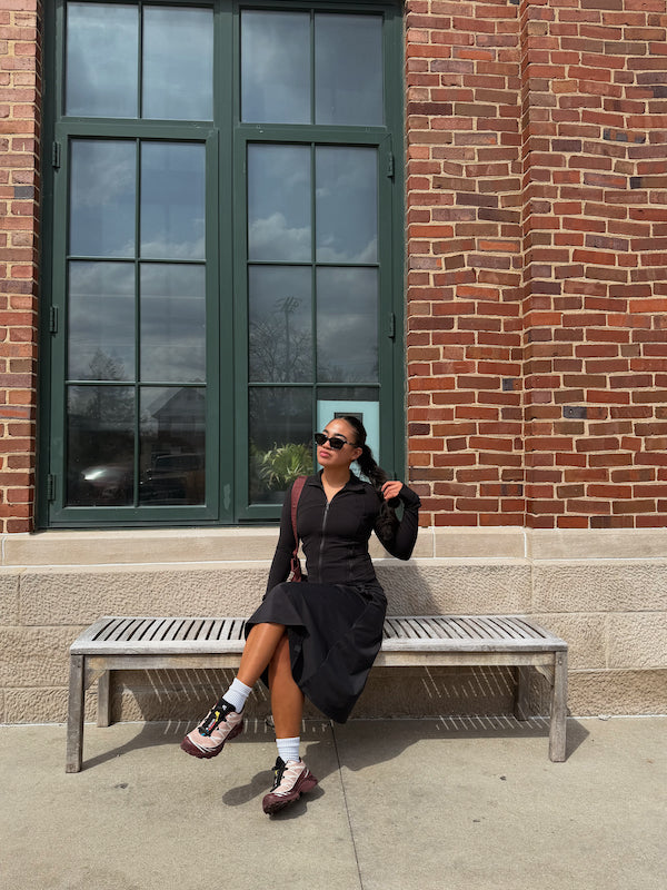 Midi Skate Skirt with Pockets in Black