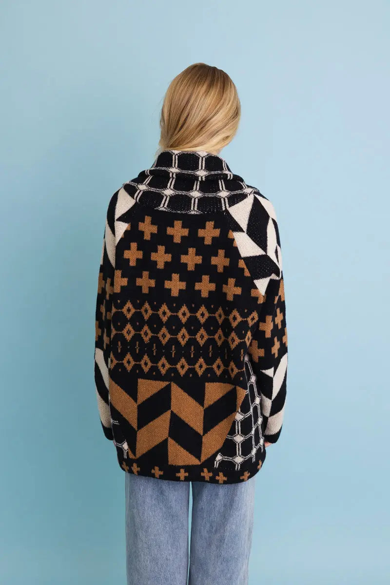 Sierra Spirit Geometric Knit Cardigan