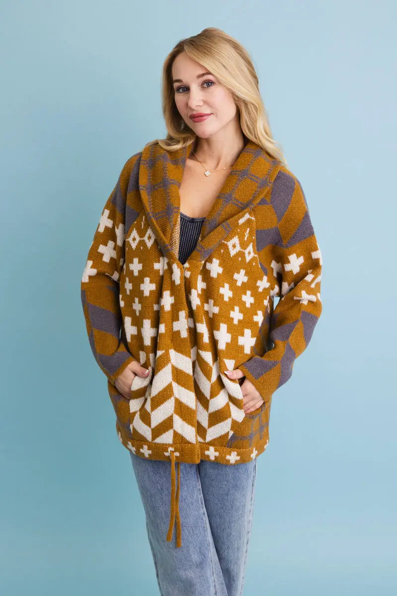 Sierra Spirit Geometric Knit Cardigan
