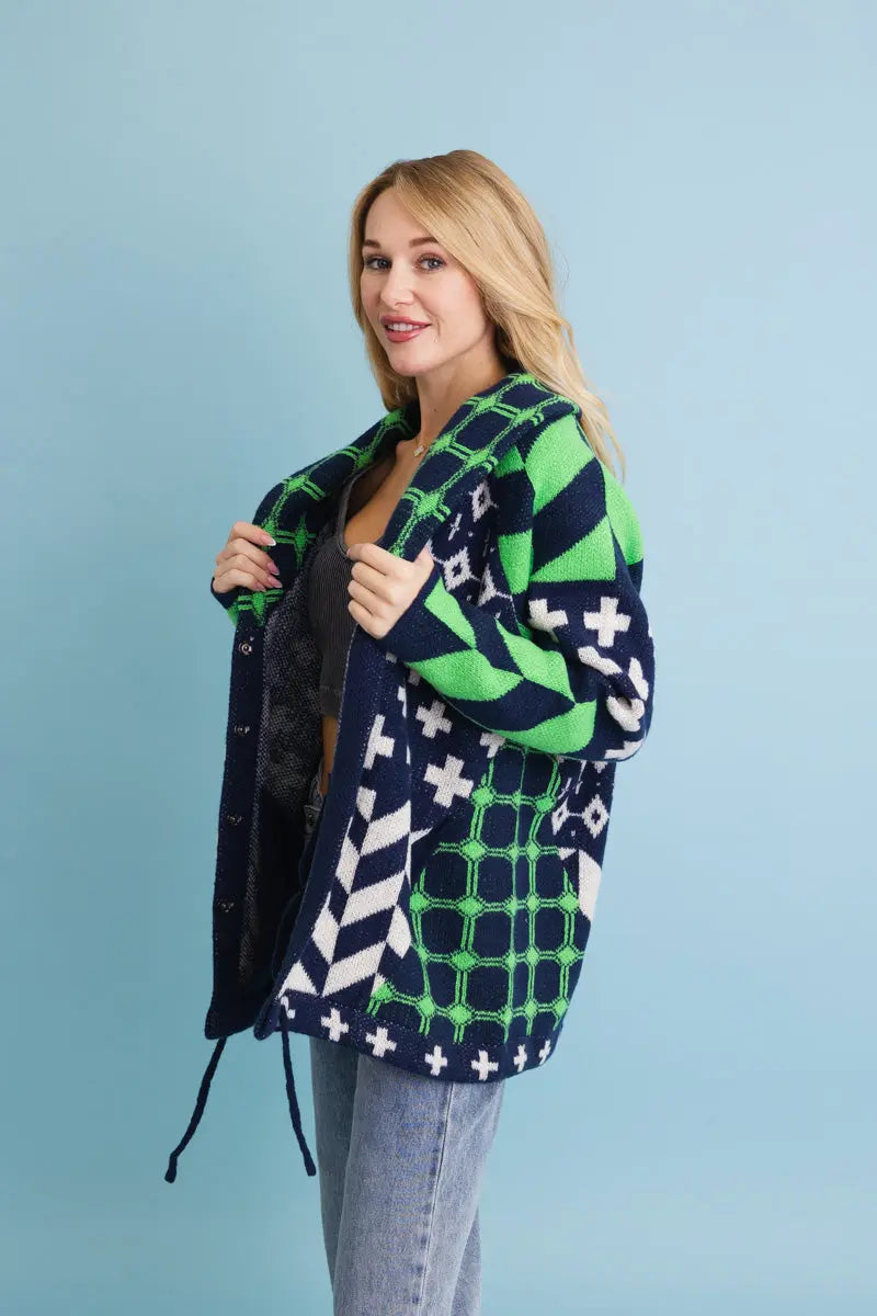 Sierra Spirit Geometric Knit Cardigan