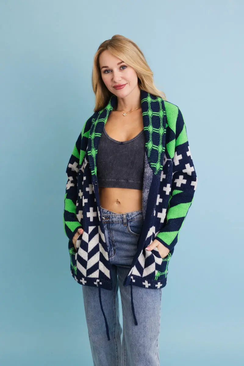 Sierra Spirit Geometric Knit Cardigan