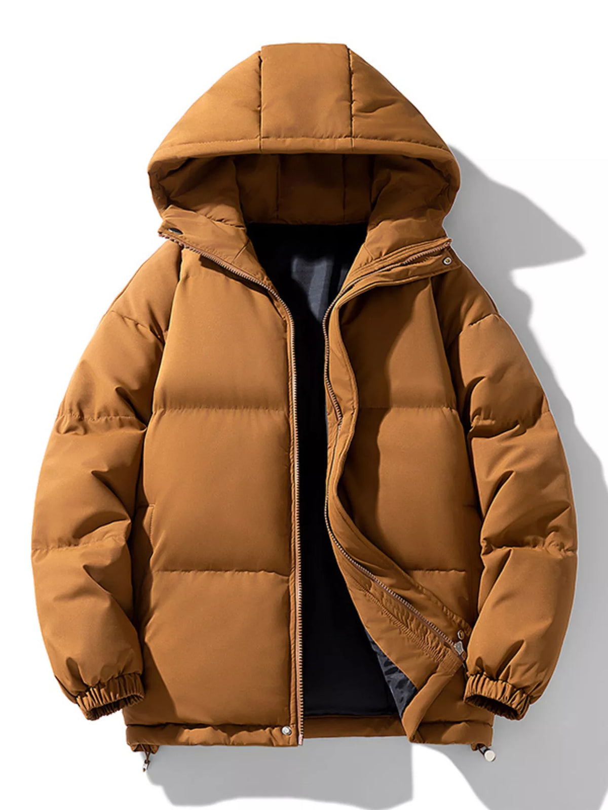 Doudoune à capuche grande taille pour homme avec ourlet à cordon de serrage