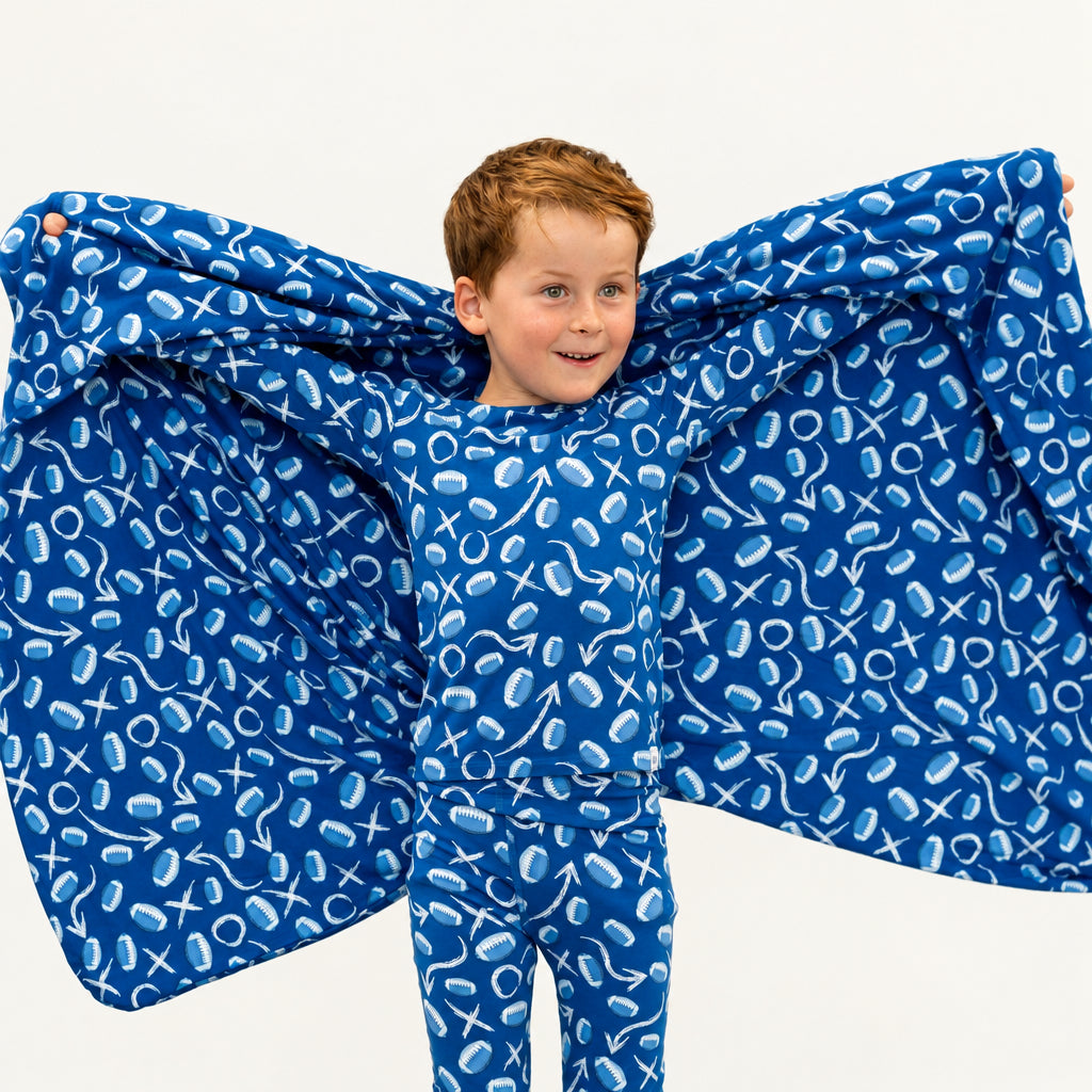 Blue Football Playbook- Big Kid Pajama