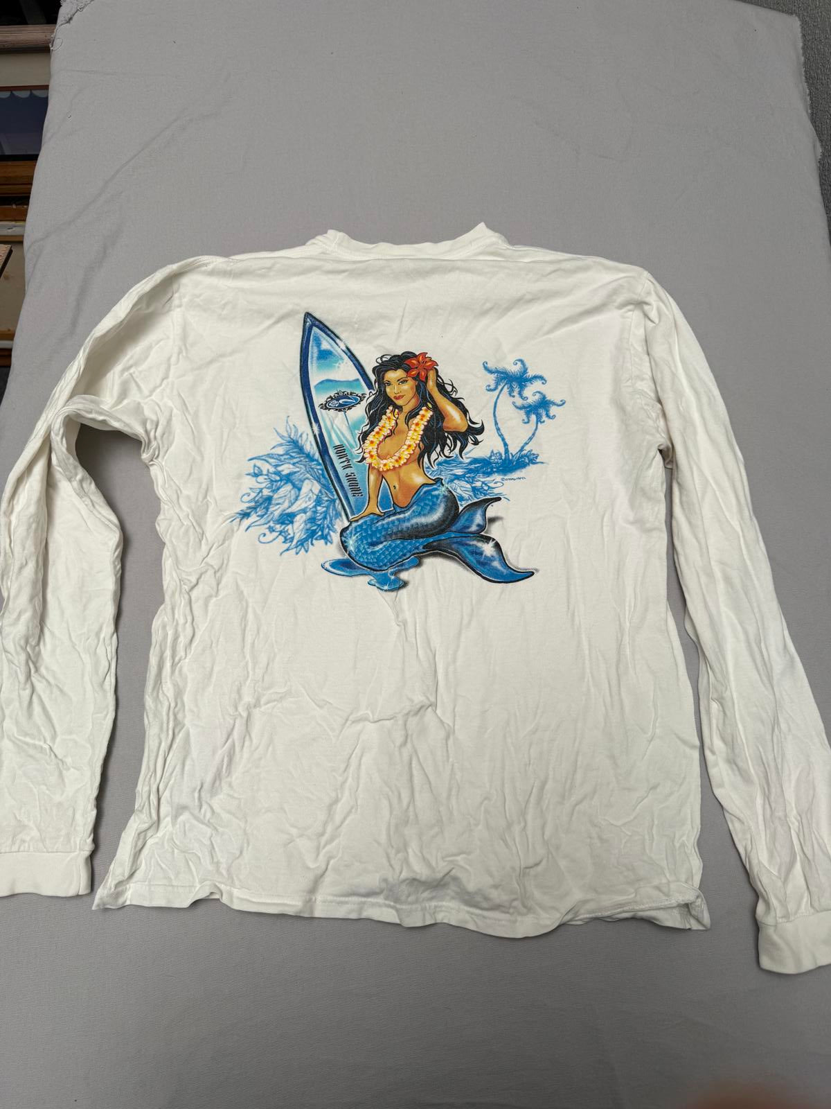 T-shirt manches longues Y2K Crazy Shirts avec pin-up surfeuse North Shore - L