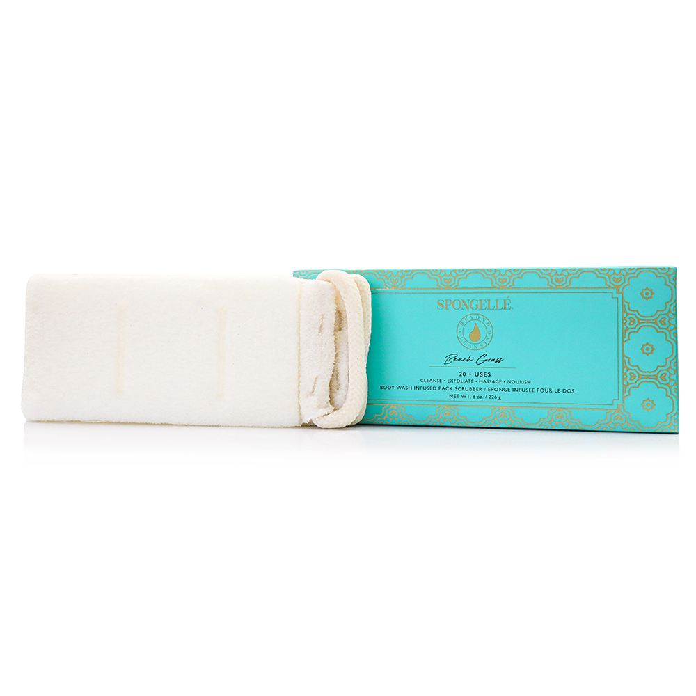 Éponge exfoliante pour le dos infusée au gel douche Herbe de plage