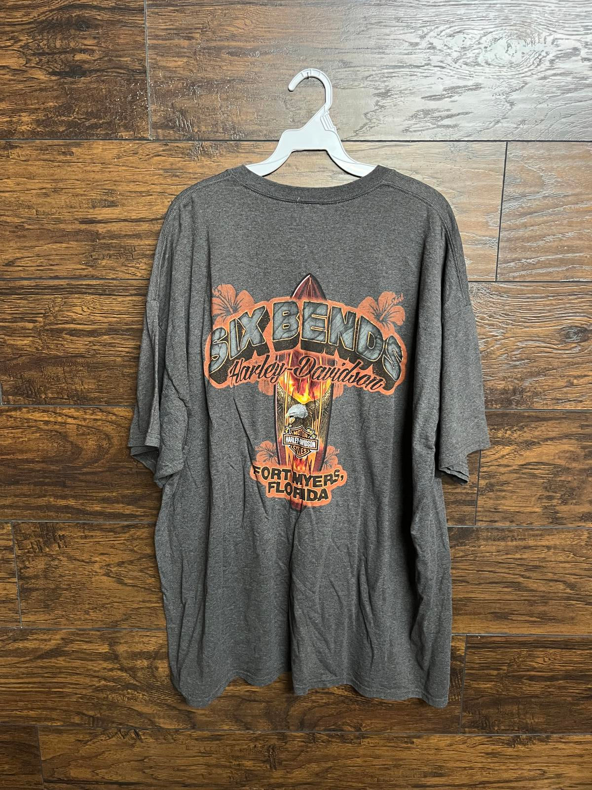 T-shirt Harley Davidson Surfboard Flames Bald Eagle Surf Tee