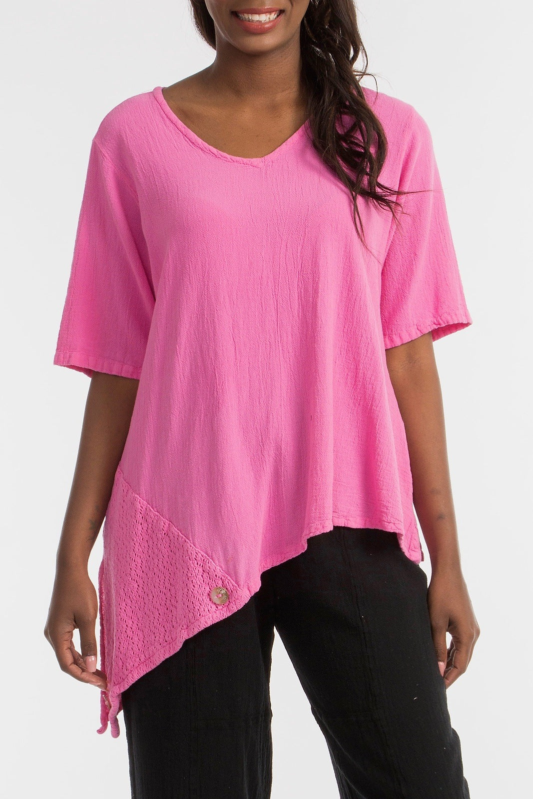 Dagny Cotton Gauze Asymmetric V-Neck Tunic