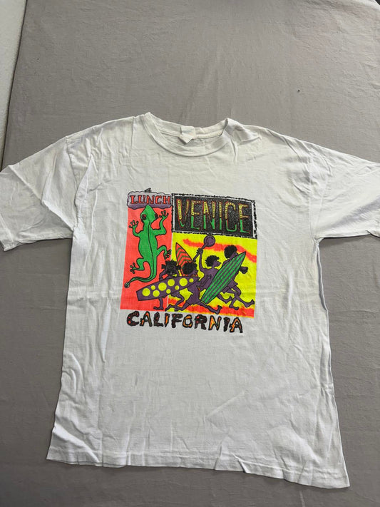 T-shirt vintage Venice Beach Surf Venice Neon Lizard Lunch L