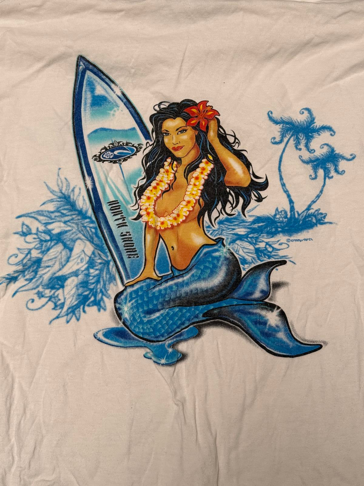 T-shirt manches longues Y2K Crazy Shirts avec pin-up surfeuse North Shore - L