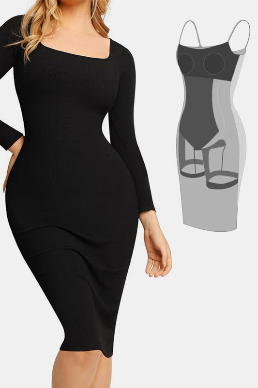 Robe moulante à manches longues et encolure carrée Basic Bae