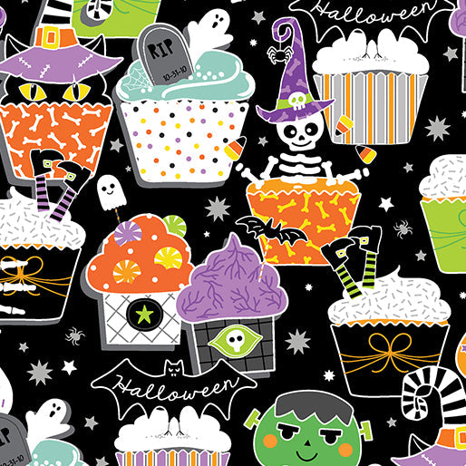 Glow-in-the-Dark Halloween Cupcake Cotton Vintage-Style Dress