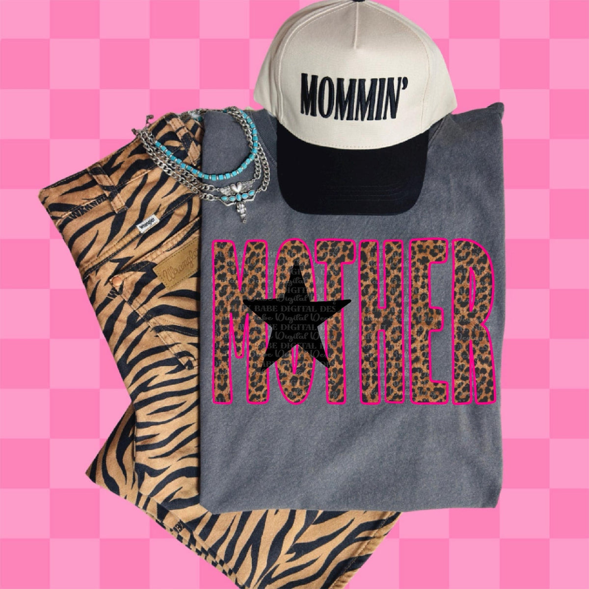 T-shirt graphique western « Mother » imprimé léopard | Haut pour maman cow-girl | T-shirt « Western Mama »