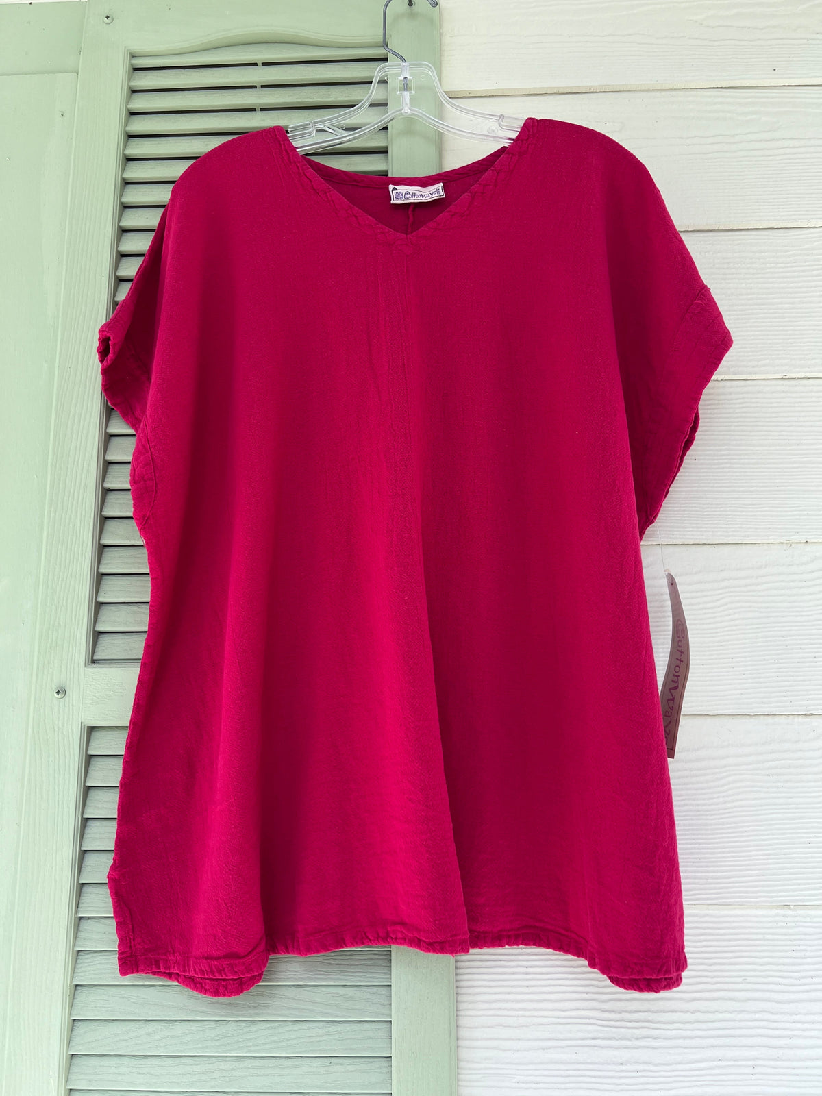 Carla Cotton Gauze Cap-Sleeve V-Neck Top