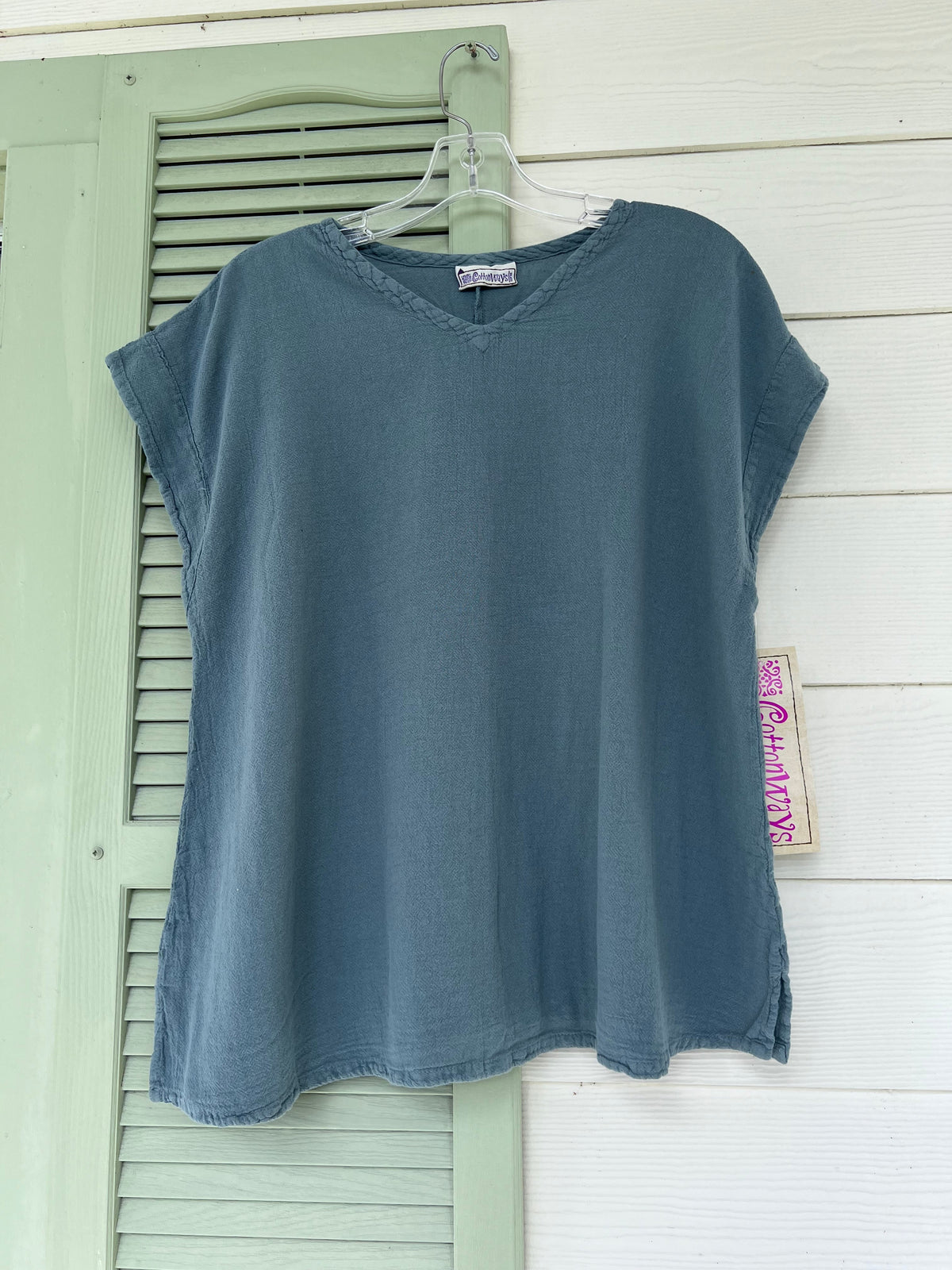 Carla Cotton Gauze Cap-Sleeve V-Neck Top