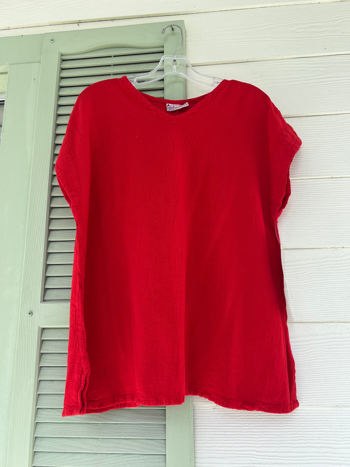 Carla Cotton Gauze Cap-Sleeve V-Neck Top