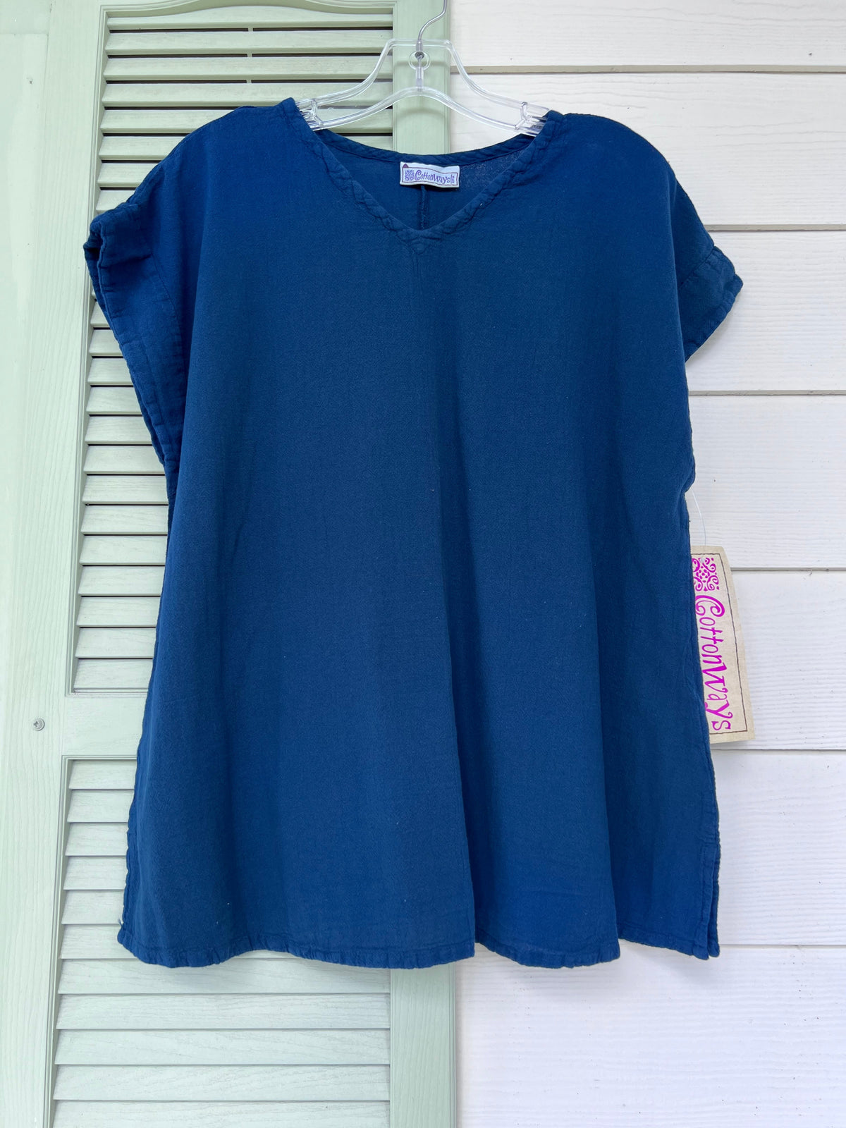 Carla Cotton Gauze Cap-Sleeve V-Neck Top