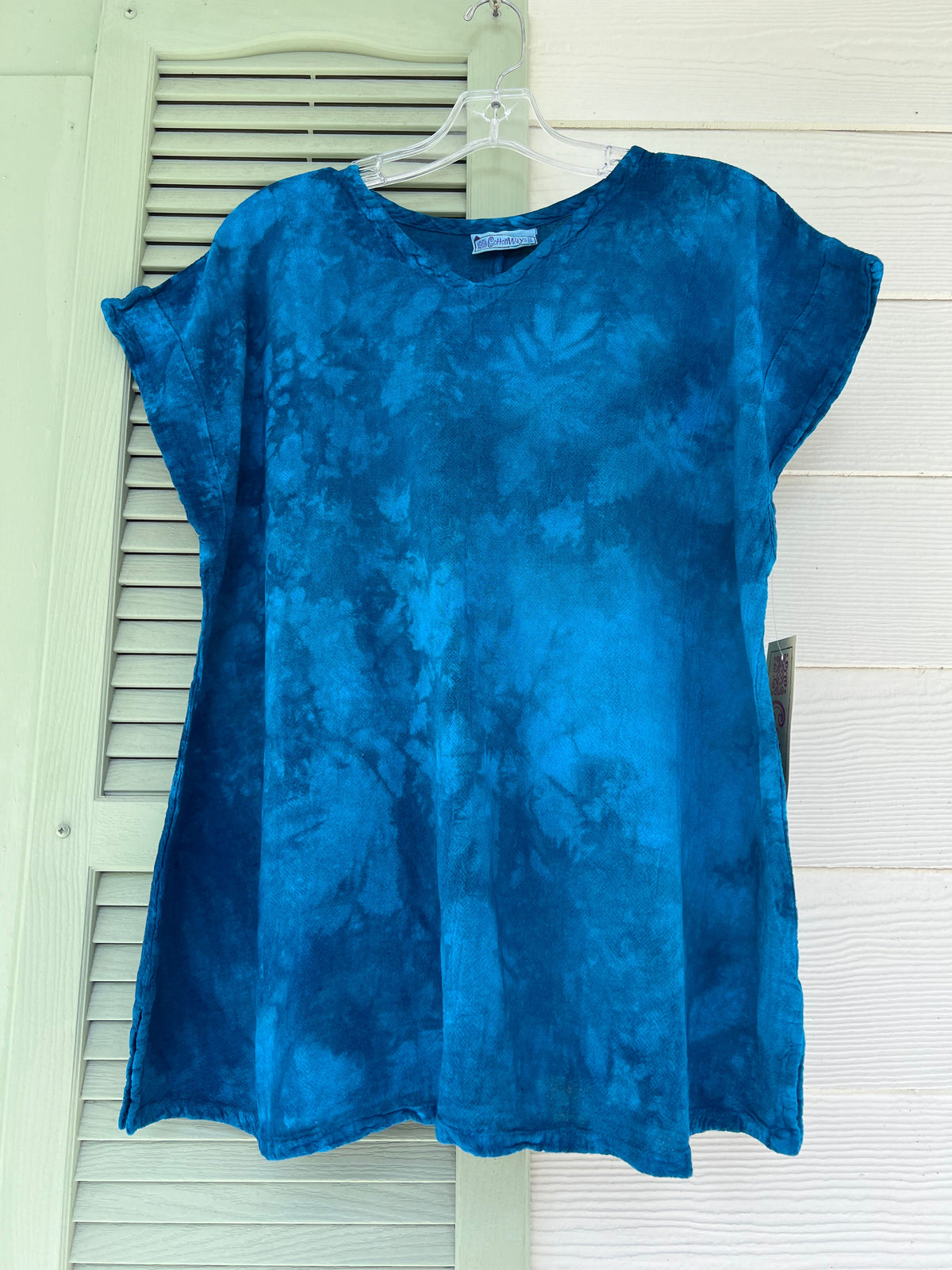 Carla Cotton Gauze Cap-Sleeve V-Neck Top