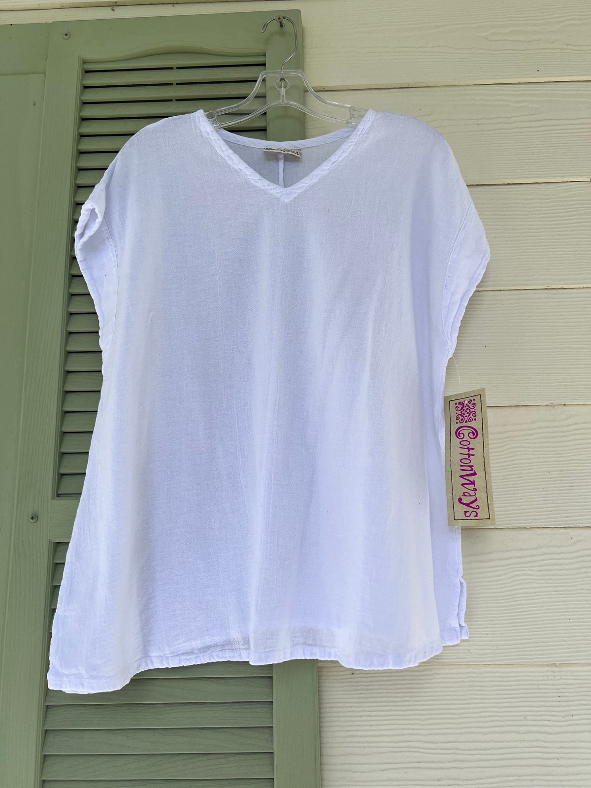 Carla Cotton Gauze Cap-Sleeve V-Neck Top
