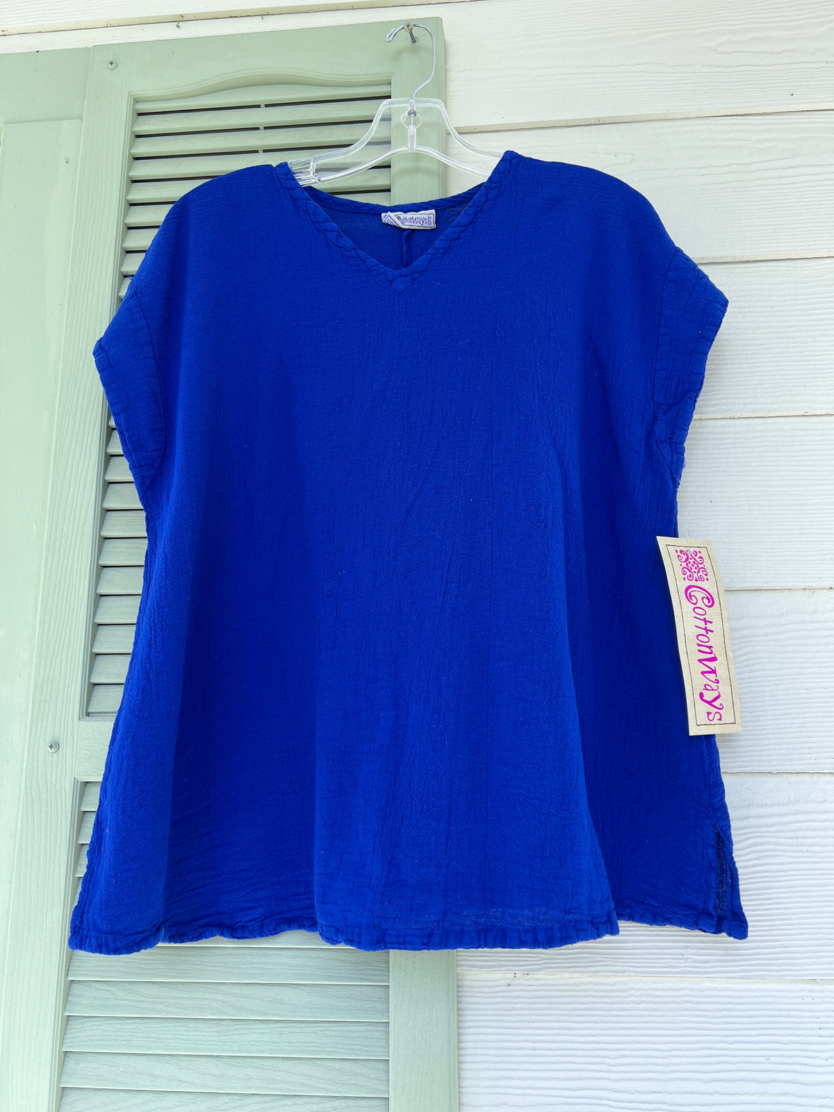 Carla Cotton Gauze Cap-Sleeve V-Neck Top