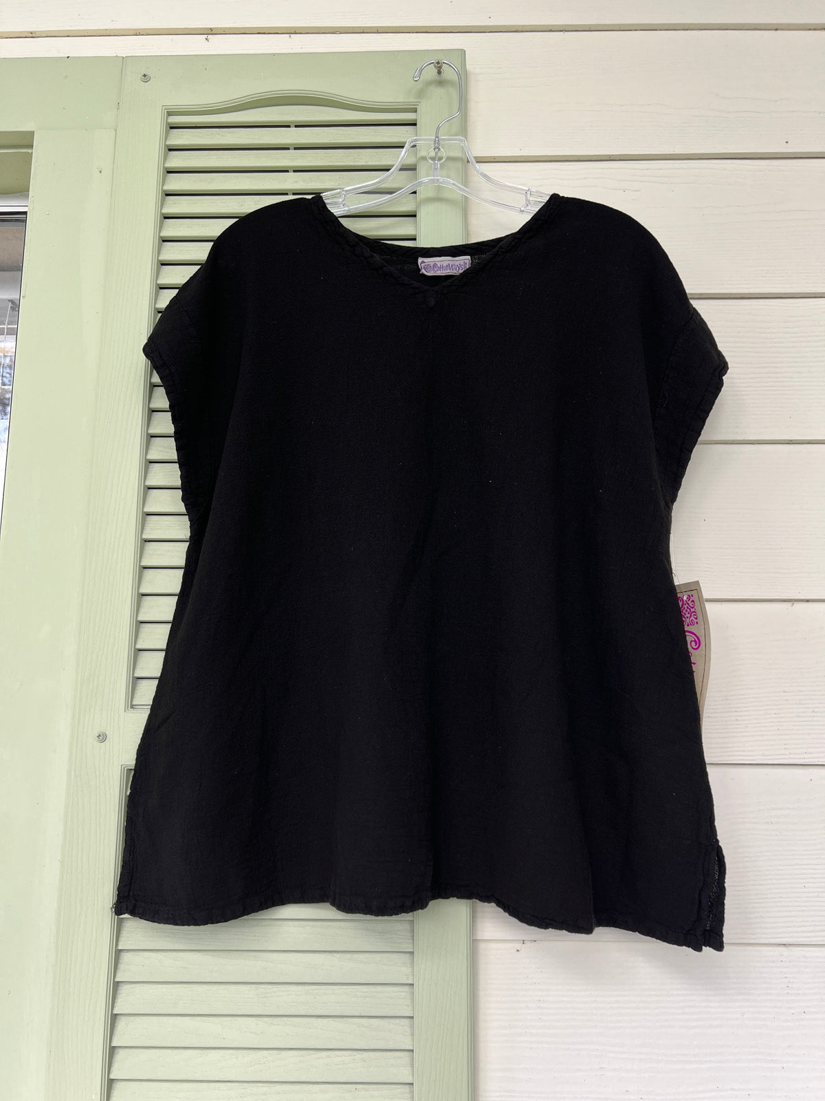 Carla Cotton Gauze Cap-Sleeve V-Neck Top