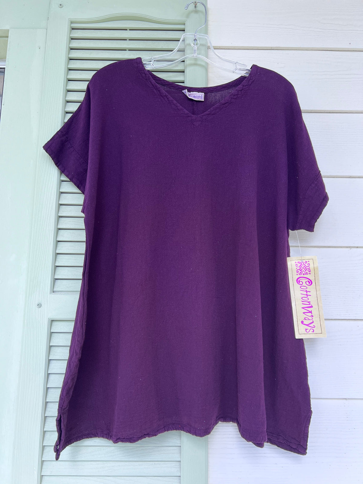 Carla Cotton Gauze Cap-Sleeve V-Neck Top
